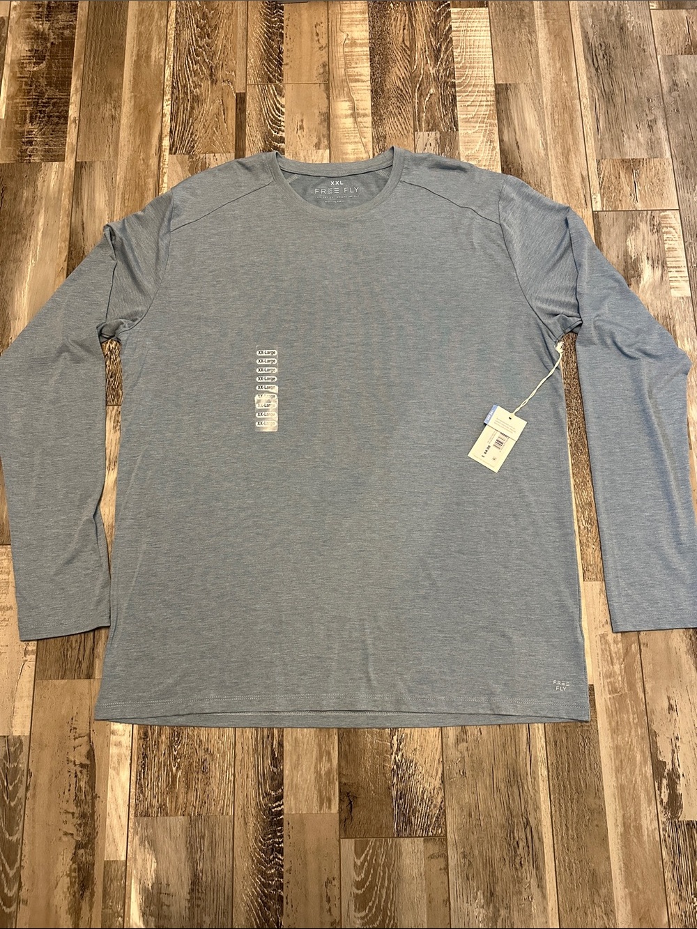 Men's Free Fly Bamboo Shade Long-Sleeve Shirt - Heather Slate Blue NWT!